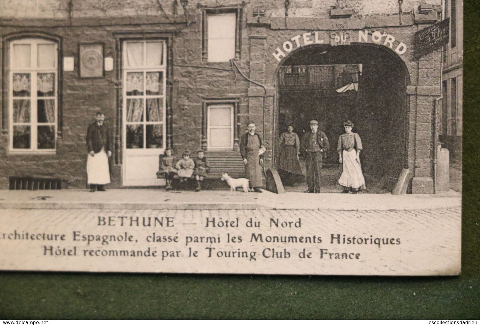 Carte Postale Bethune - Hôtel Du Nord - Animée - Personnel Et Animaux - Bethune