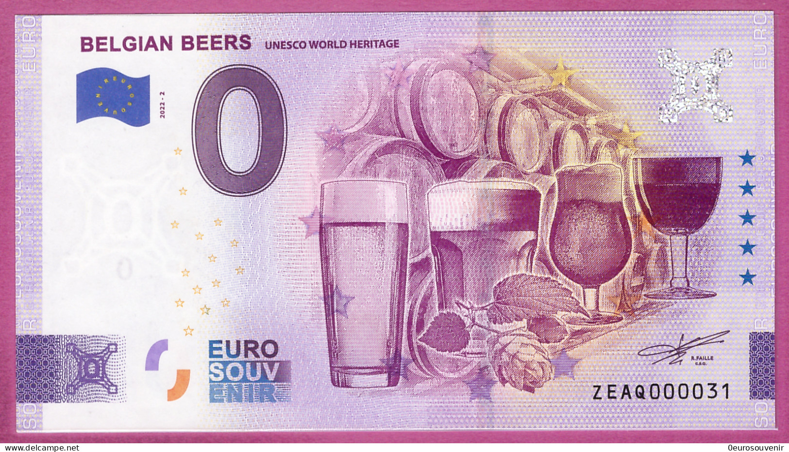 0-Euro ZEAQ 2022-2  # 0031 ! BELGIAN BEER UNESCO WORLD HERITAGE - Privatentwürfe