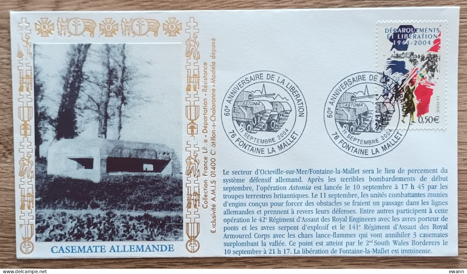 YT N°3675 - 60e ANNIVERSAIRE DE LA LIBERATION - FONTAINE LA MALLET - 2004 - Lettres & Documents