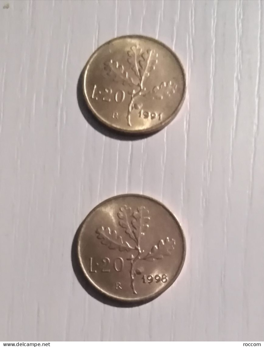 Coppia 20 Lire 1991 E 1998 Condizioni Da Foto Spedizione Solo In Italia. - 20 Lire