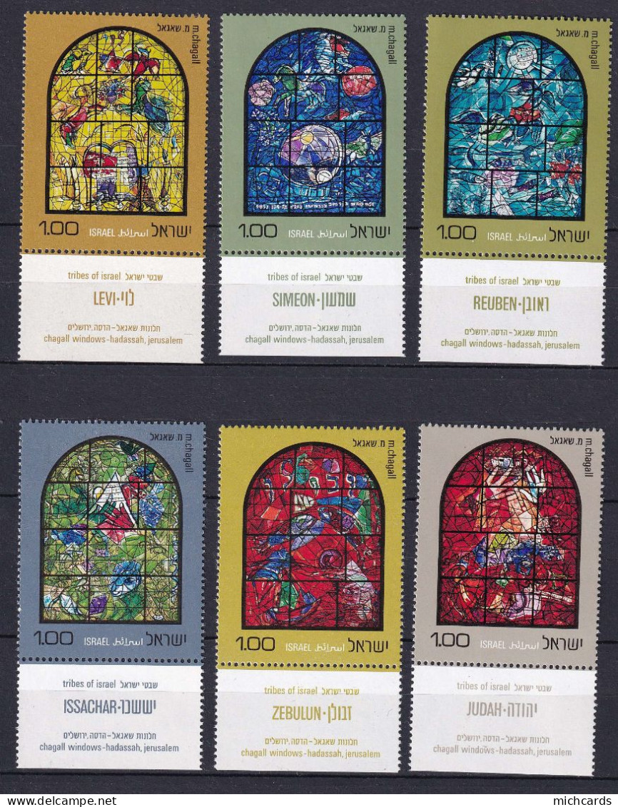 181 ISRAEL 1973 - Y&T 510/15 Avec Tab - Vitraux Chagal  - Neuf ** (MNH) Sans Charniere - Nuovi (con Tab)