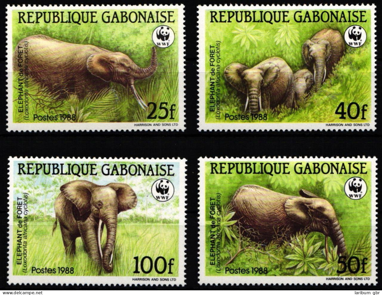 Gabun 1009-1012 Postfrisch Wildtiere, Elefant #JW496 - Gabón (1960-...)