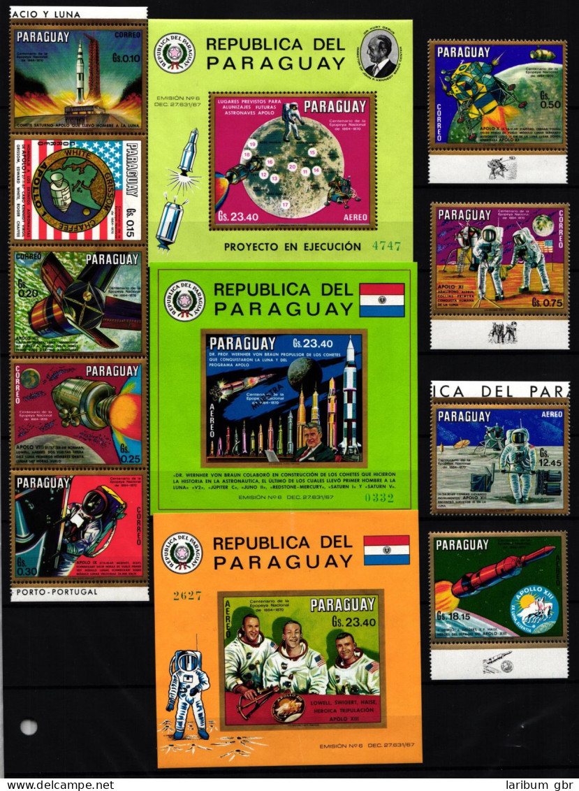 Paraguay Block 144-146 + 2057-2065 Postfrisch Apollo #JW486 - Paraguay