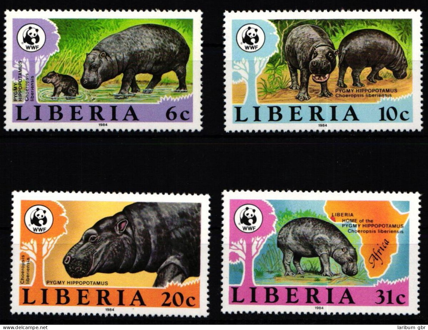 Liberia 1315-1318 Postfrisch Wildtiere, Flußpferd #JW515 - Liberia