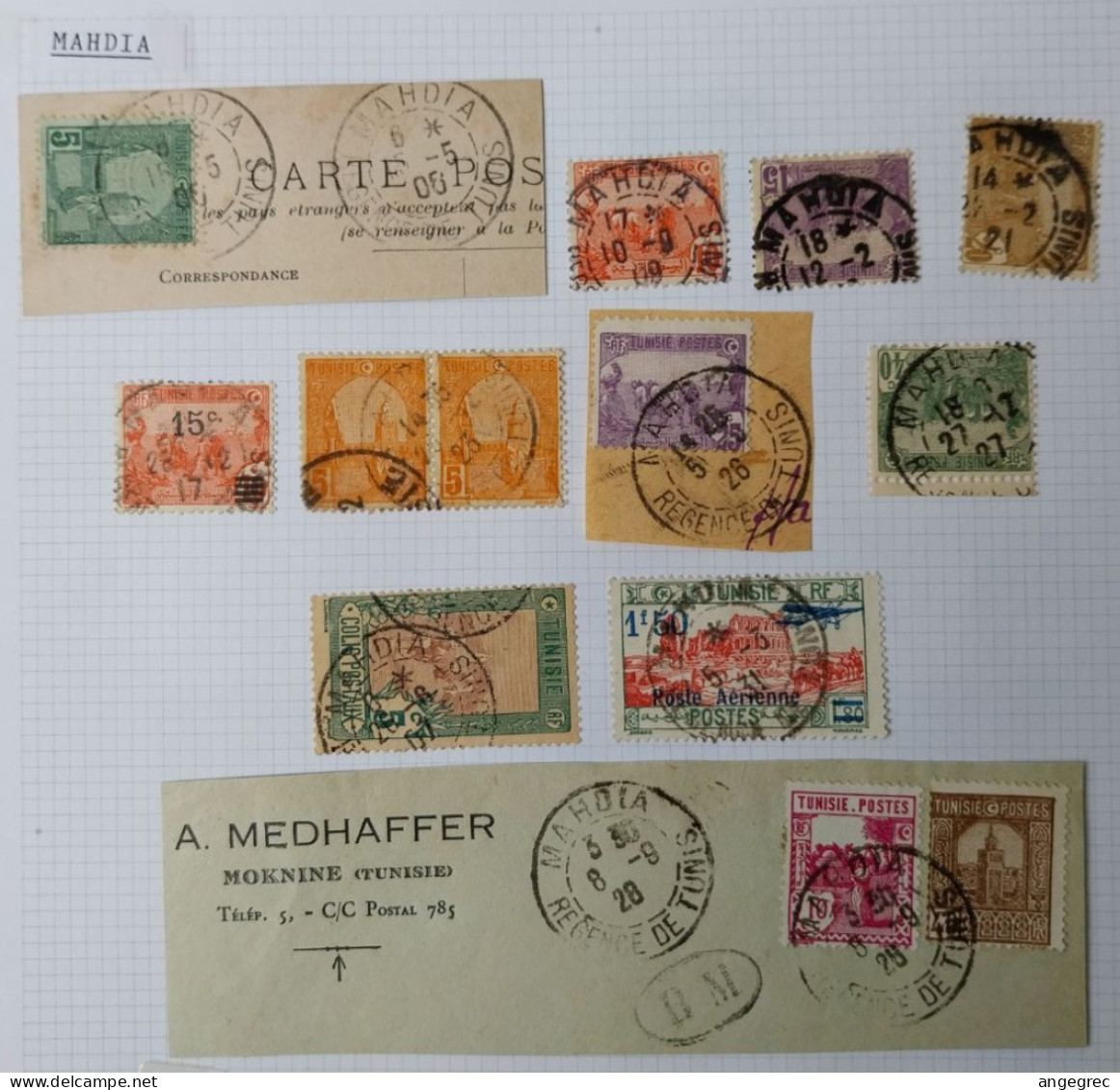 Tunisie Lot Timbre Oblitération Choisies Mahdia Dont  Fragment  à Voir - Used Stamps