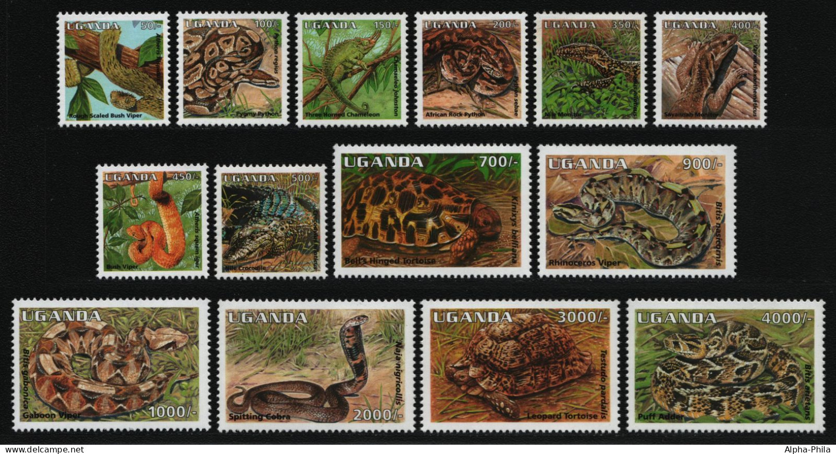 Uganda 1995 - Mi-Nr. 1534-1547 ** - MNH - Reptilien / Reptiles - Ouganda (1962-...)