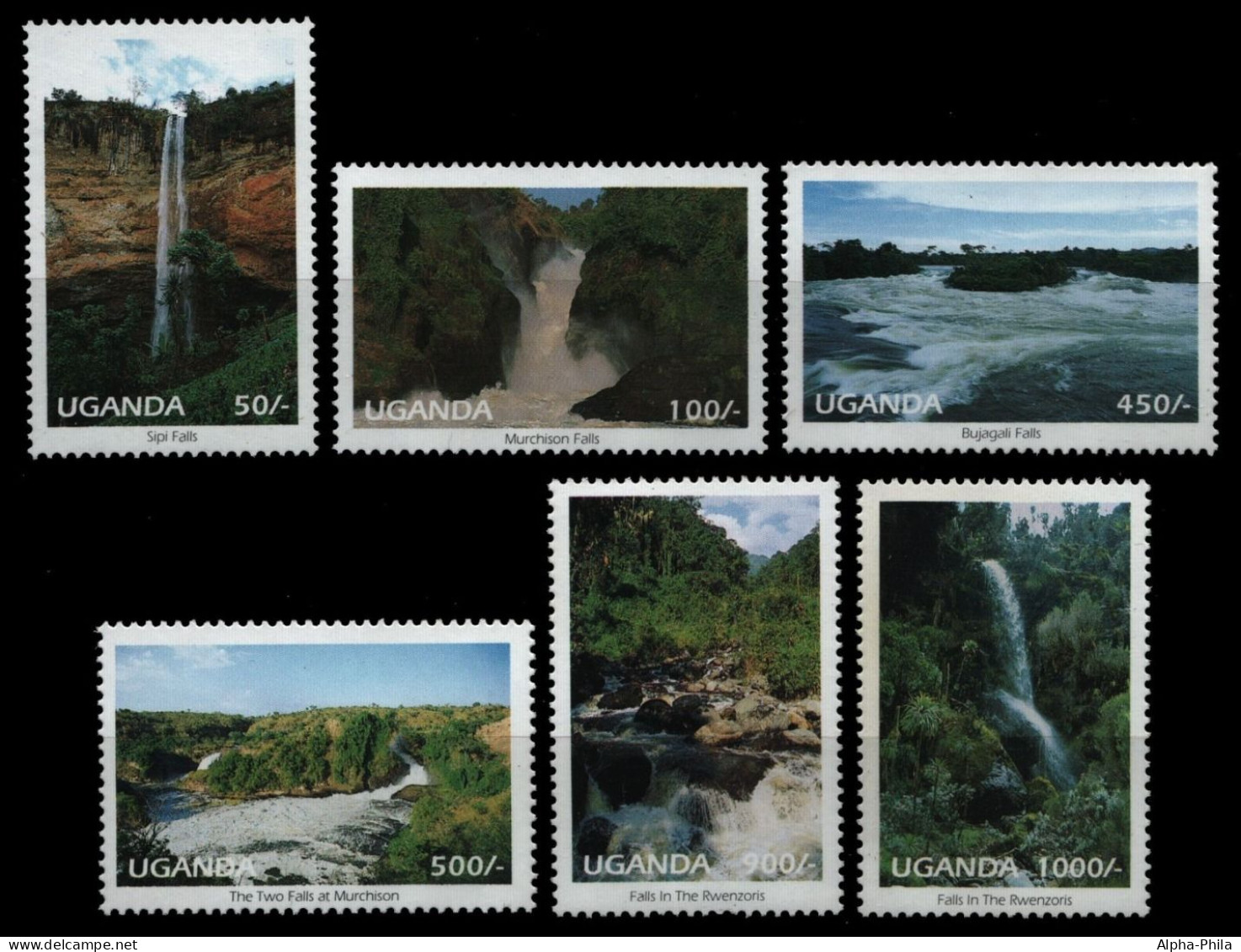 Uganda 1995 - Mi-Nr. 1552-1557 ** - MNH - Wasserfälle - Natur - Uganda (1962-...)