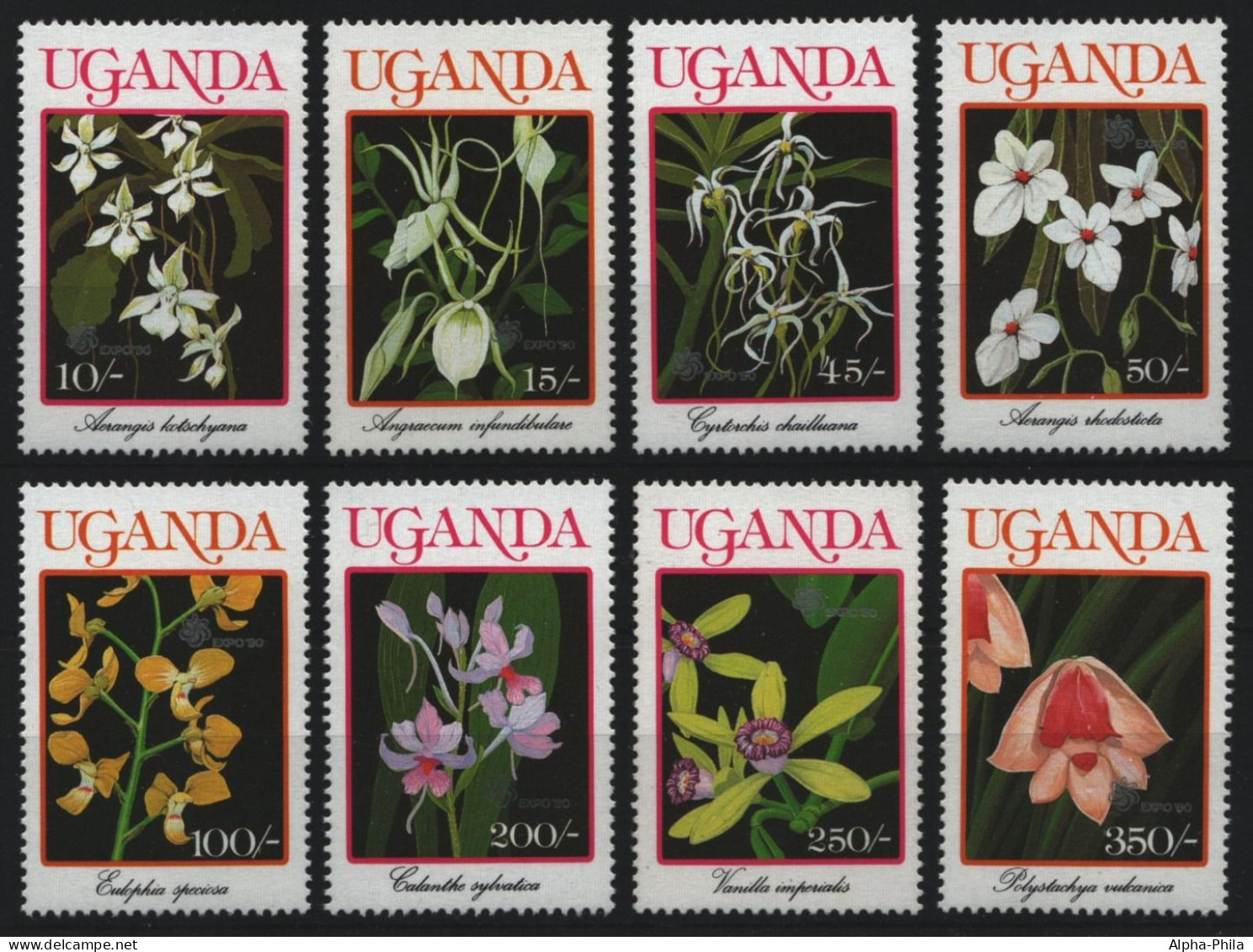 Uganda 1990 - Mi-Nr. 787-794 ** - MNH - Orchideen / Orchids - Uganda (1962-...)