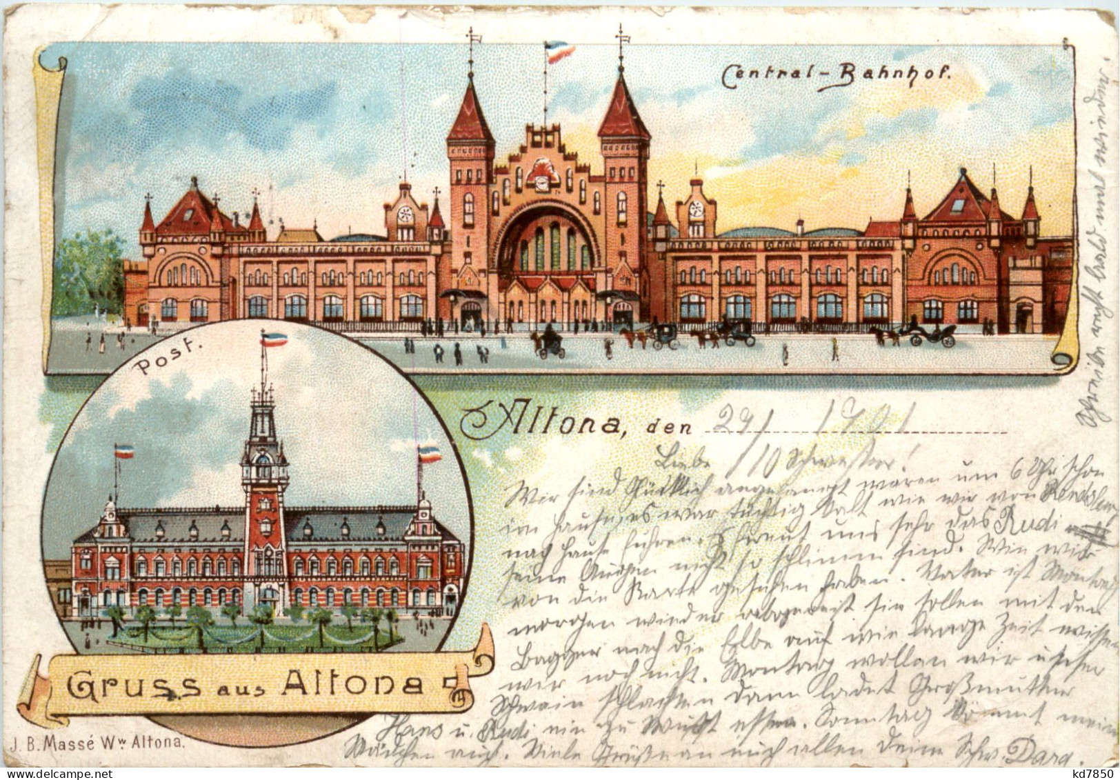 Gruss Aus Altona - Central Bahnhof - Litho - Altona