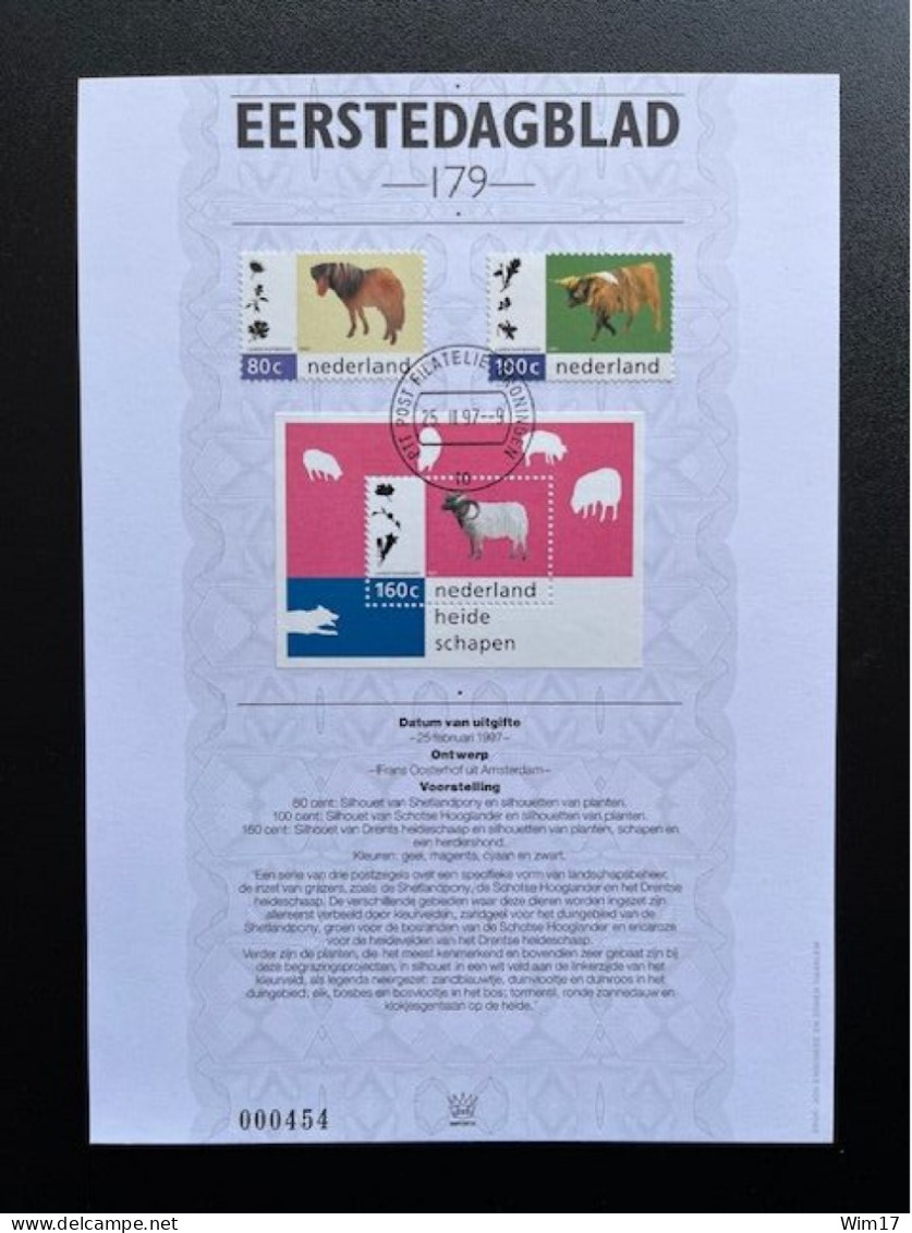 NETHERLANDS 1997 FIRST DAY CARD ANIMALS NEDERLAND EDB IMPORTA 179 EERSTEDAGBLAD NVPH 1711/13 - Cartas & Documentos