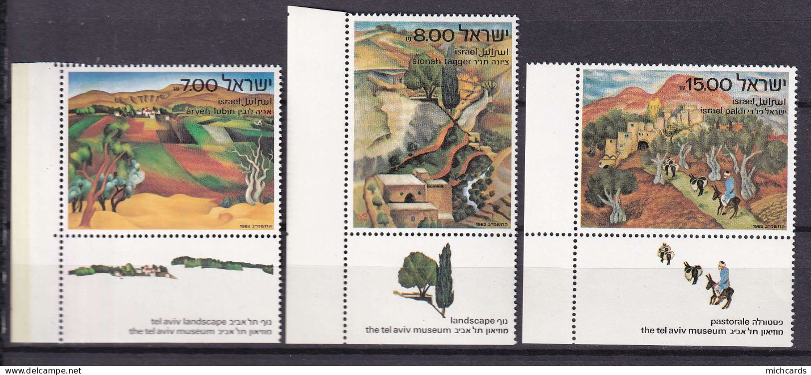 181 ISRAEL 1982 - Y&T 822/24 Avec Tab - Tableau Peinture - Neuf ** (MNH) Sans Charniere - Unused Stamps (with Tabs)