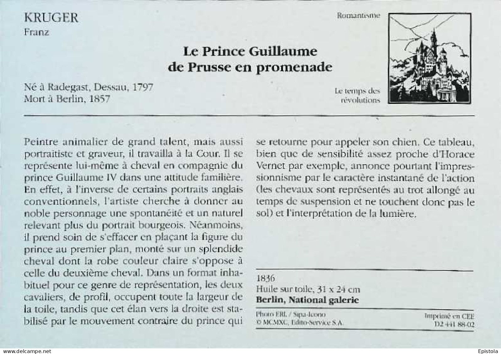 ►  Kruger  Le Prince Guillaume De Prusse En Promenade - Peintures & Tableaux