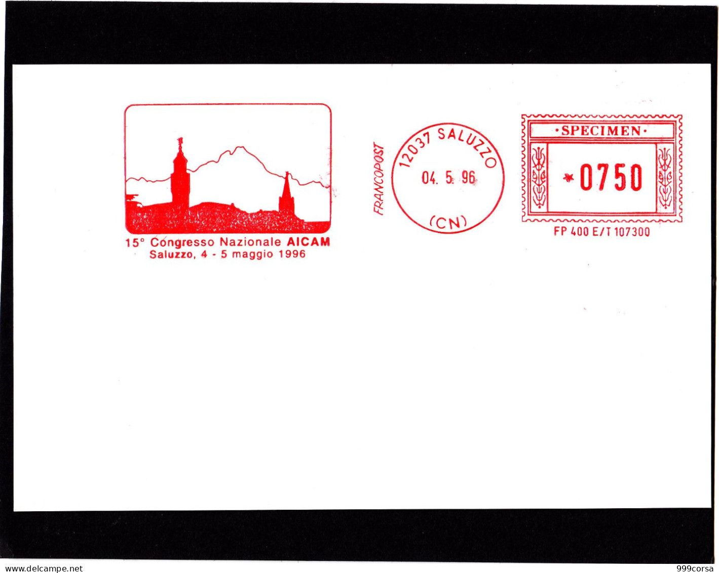 Stemmi, A.m., Comuni E Città, Saluzzo 15° Congresso AICAM, Specimen, Francopost (A),ema,meter,freistempel - Franking Machines (EMA)