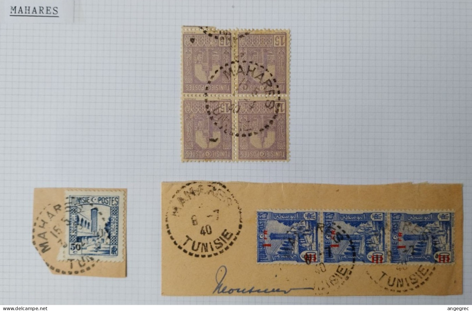 Tunisie Lot Timbre Oblitération Choisies Mahares Dont Fragment  à Voir - Used Stamps