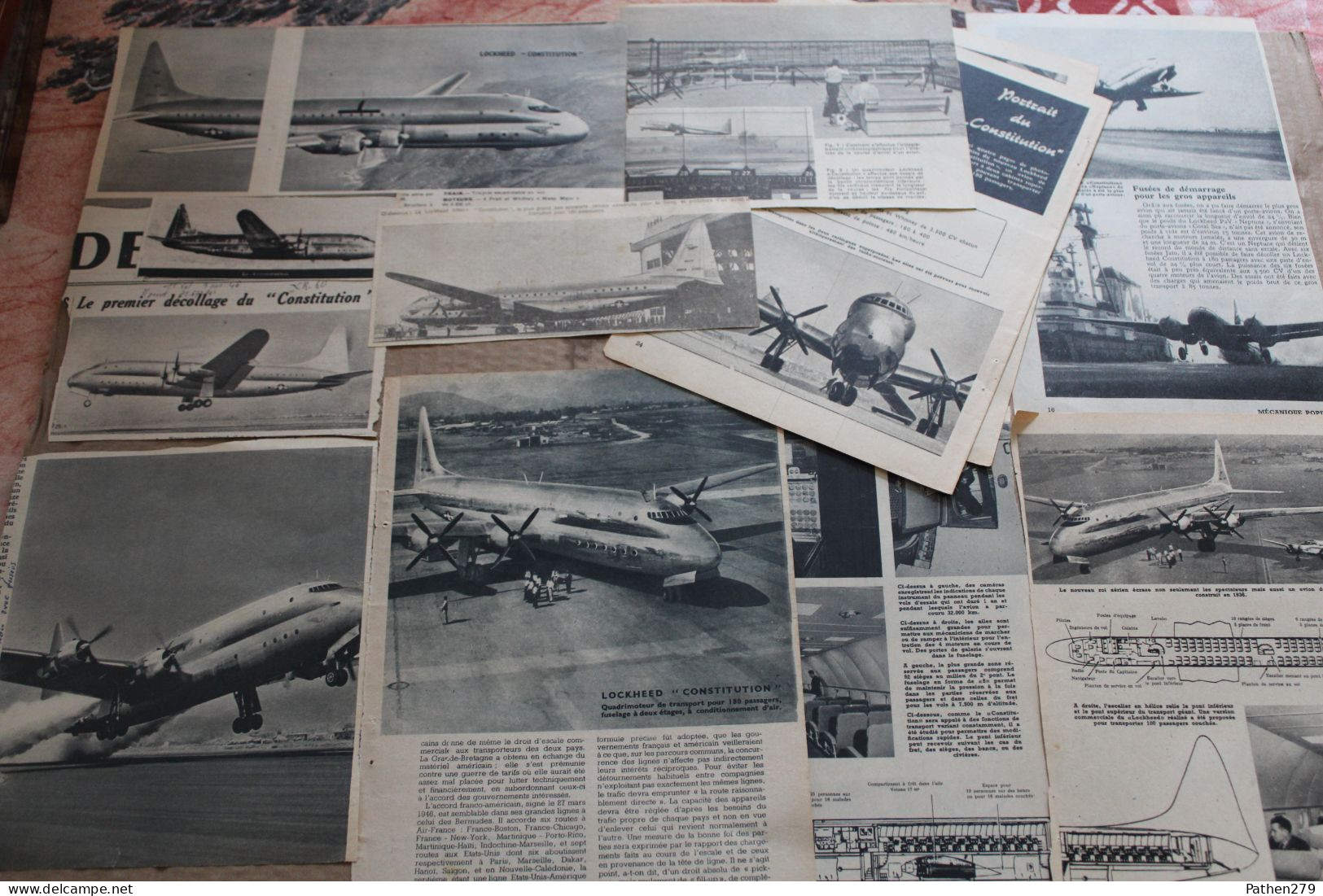 Lot De 23g D'anciennes Coupures De Presse De L'aéronef Américain Lockheed "Constitution" - Fliegerei