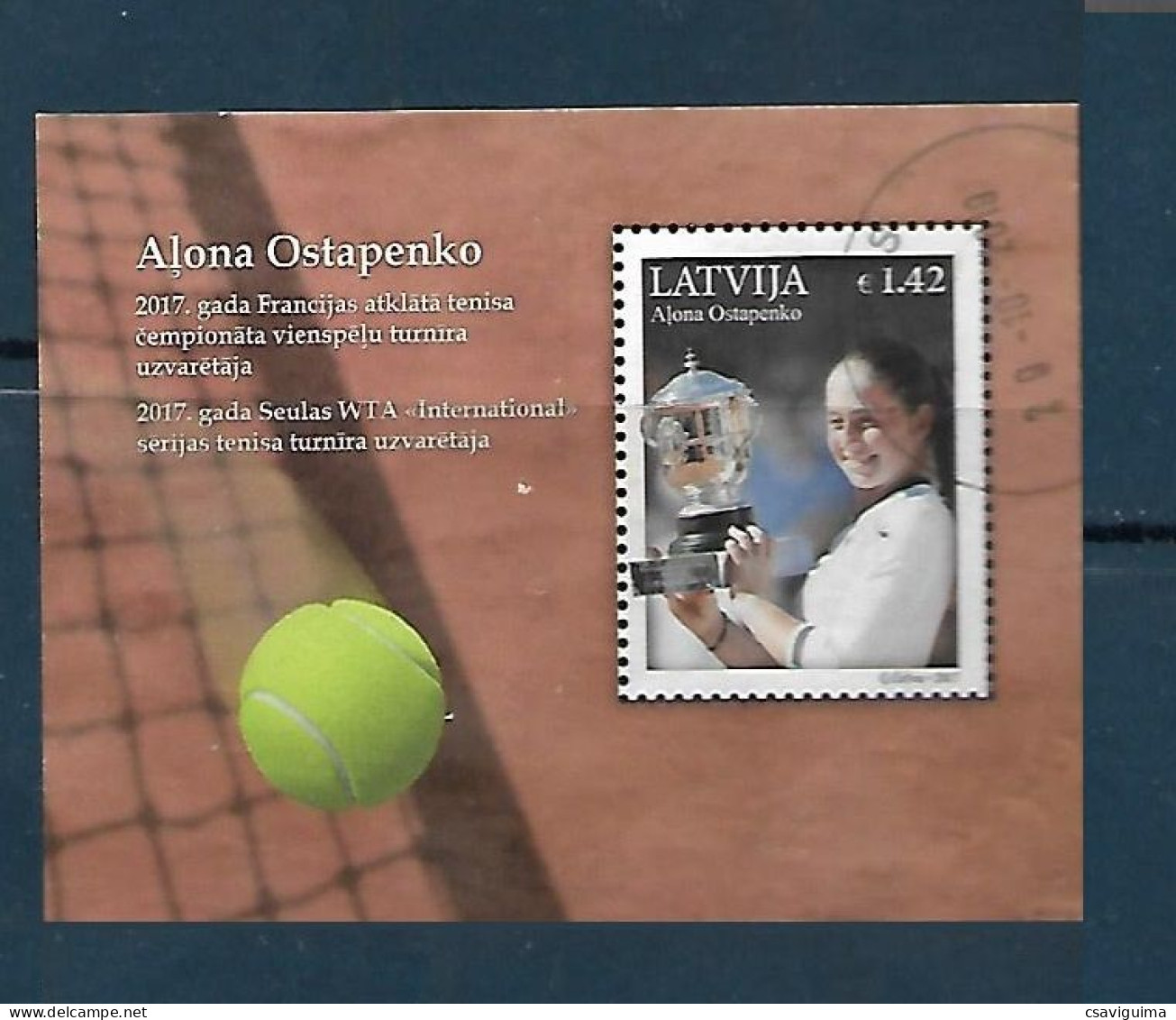 Latvia (Lettonie) - 2017 - Sports: Tennis, Olana Ostapenko Winner Rolland Garros - Yv Bf 39 Used - Tennis