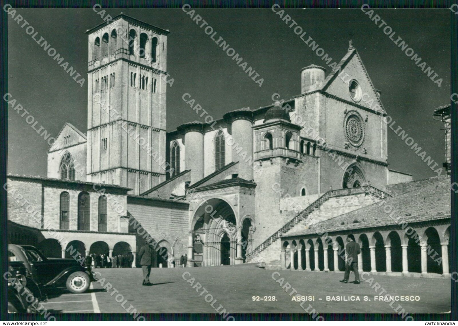 Perugia Assisi Basilica San Francesco Auto FG Foto Cartolina KB4798 - Perugia