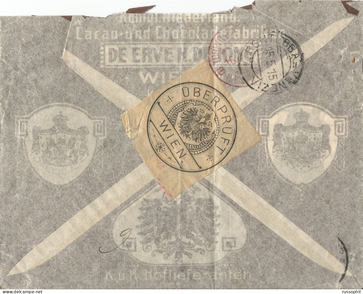 AUSTRIA - REGISTERED 40 HELLER UPRATED DE JONG CACAO UND CHOKOLAKOLADEFRABRIK 10 HELLER STATIONERY COVER TO ITALY - 1916 - Briefe U. Dokumente