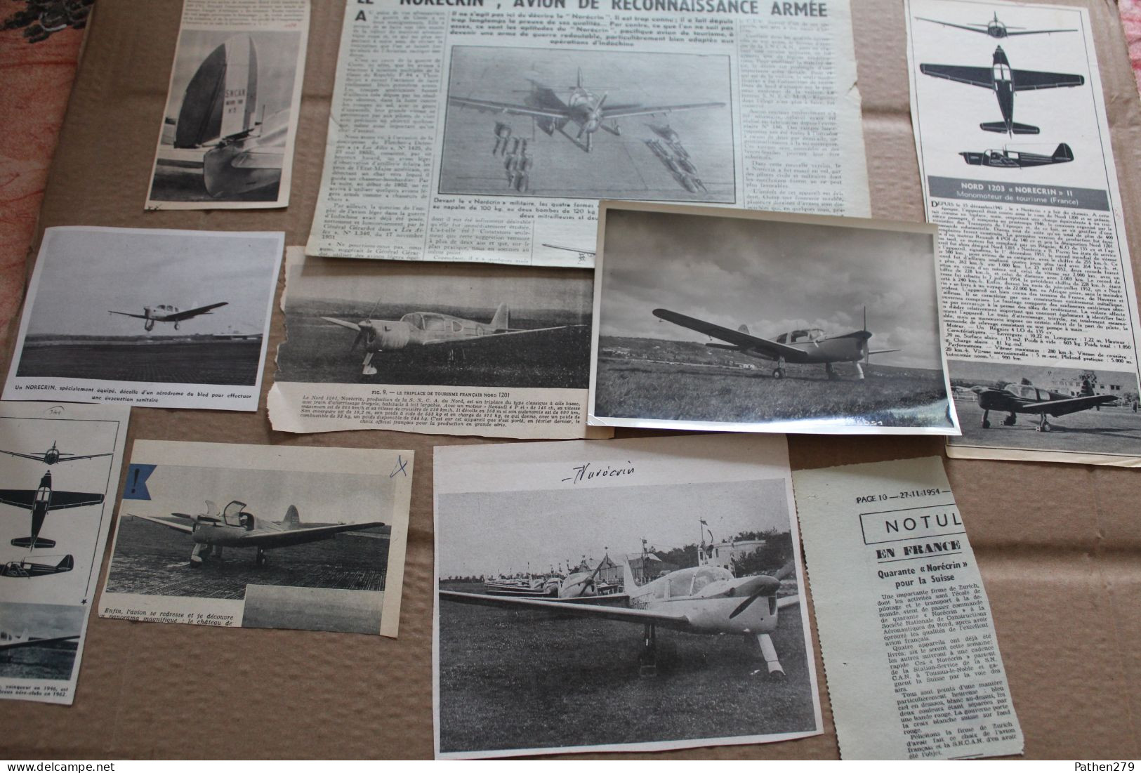 Lot De 23g D'anciennes Coupures De Presse Et Photo De L'aéronef Français Nord 1203 "Norécrin" - Aviación