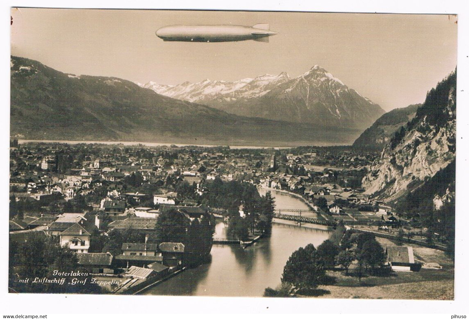 CH-8539  INTERLAKEN : Mit Luftschiff Graf Zeppelin - Interlaken