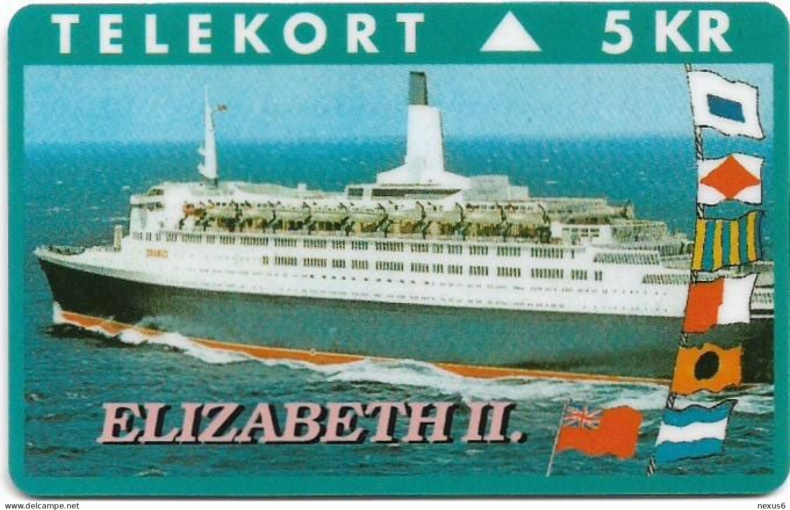 Denmark - KTAS - Ships (Green) - Elisabeth II - TDKP137 - 03.1995, 1.500ex, 5kr, Used - Danemark