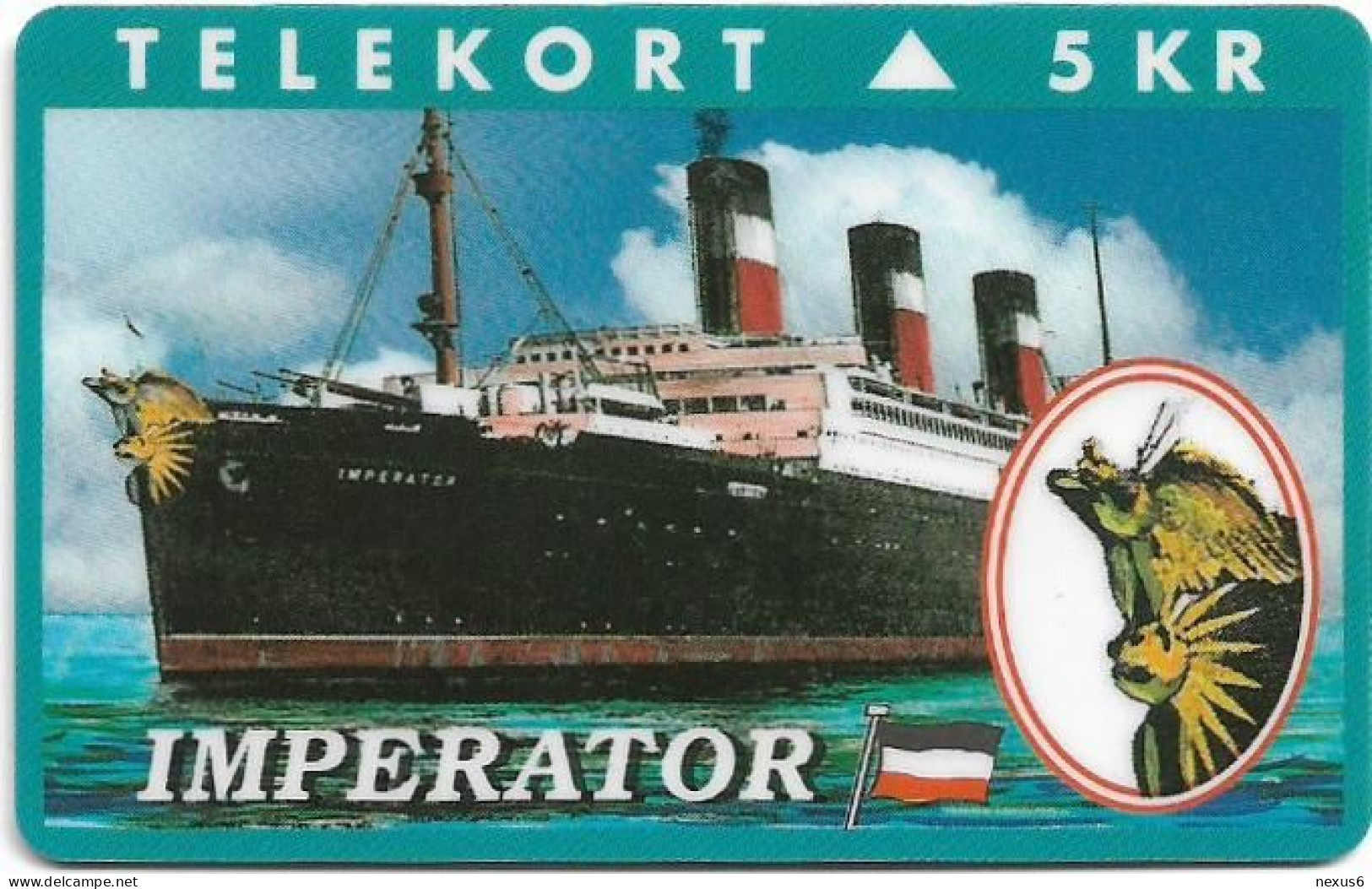 Denmark - KTAS - Ships (Green) - Imperator - TDKP116 - 11.1994, 2.000ex, 5kr, Used - Dänemark