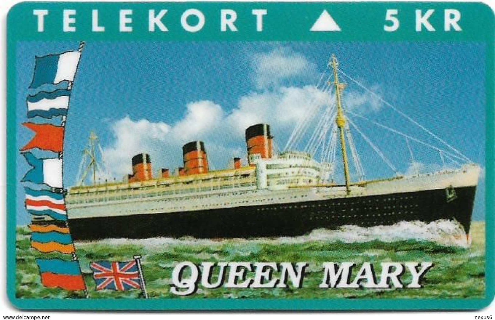 Denmark - KTAS - Ships (Green) - Queen Mary - TDKP109 - 10.1994, 2.000ex, 5kr, Used - Dänemark