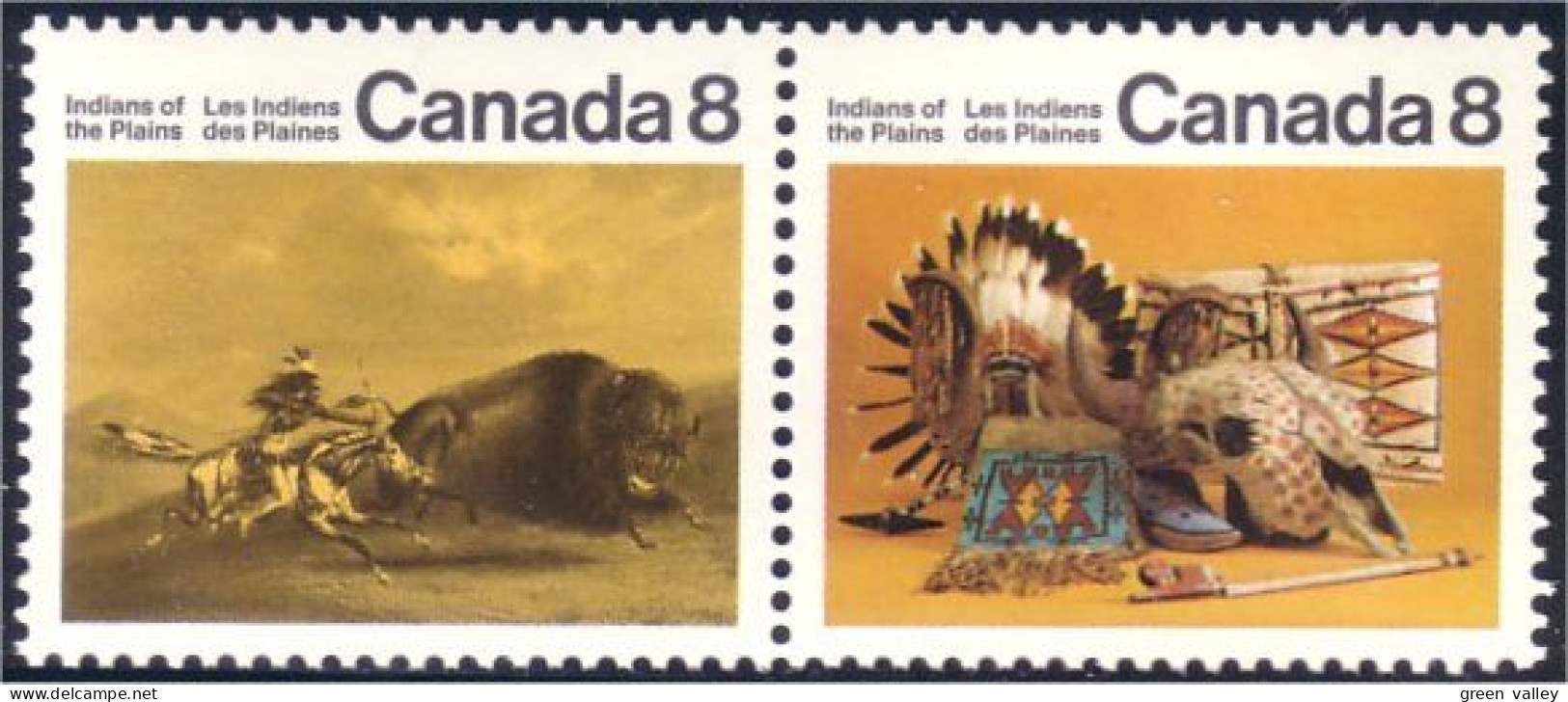 Canada Indian Artifacts Chasse Bison Buffalo Hunt Pipe MNH ** Neuf SC (C05-63ab) - Horses
