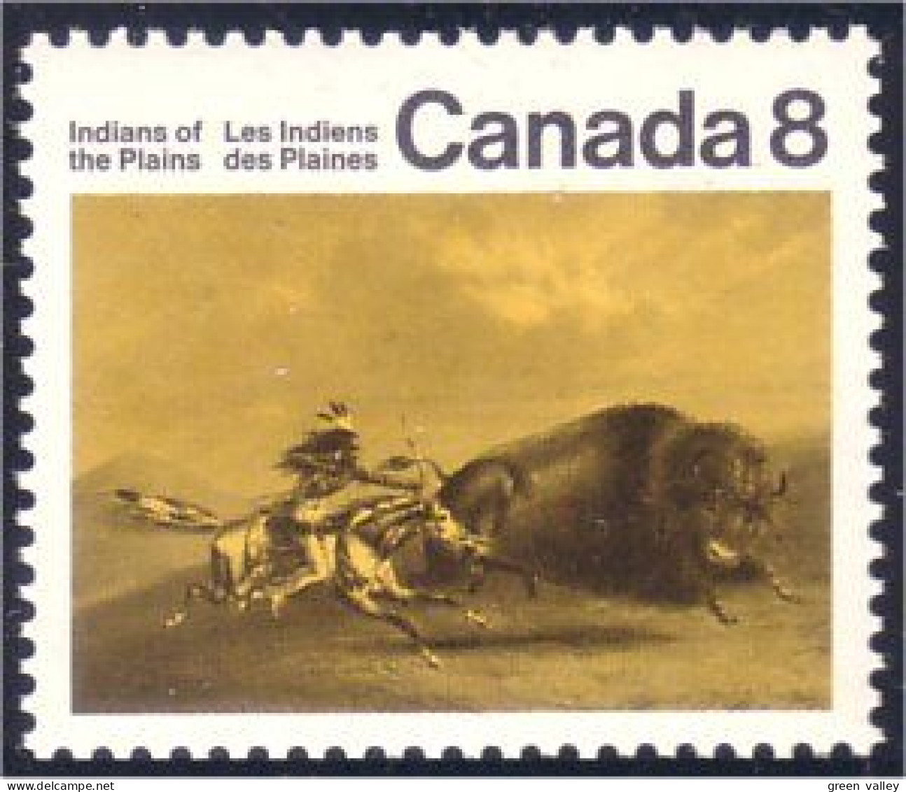 Canada Chasse Bison Buffalo Hunt Tagged MNH ** Neuf SC (C05-62pb) - Chevaux