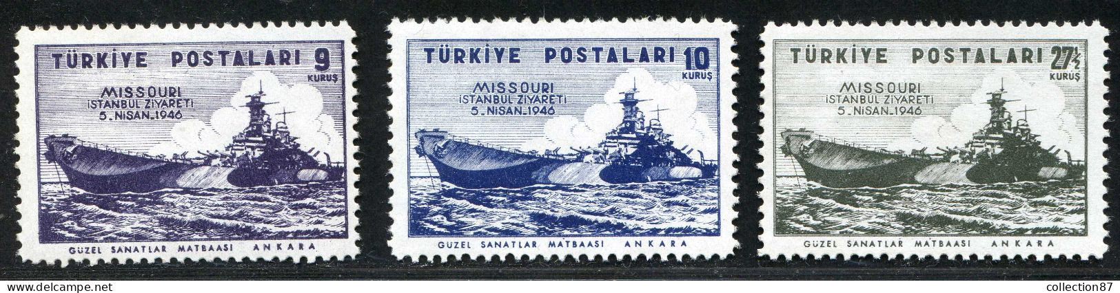 REF 091 > TURQUIE < Yv N° 1037 à 1039 * * < Neuf Luxe Dos Visible MNH * * - Turkey - Neufs