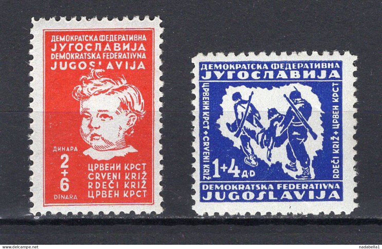 1945. YUGOSLAVIA,RED CROSS,PAIR OF STAMPS,MNH - Ongebruikt