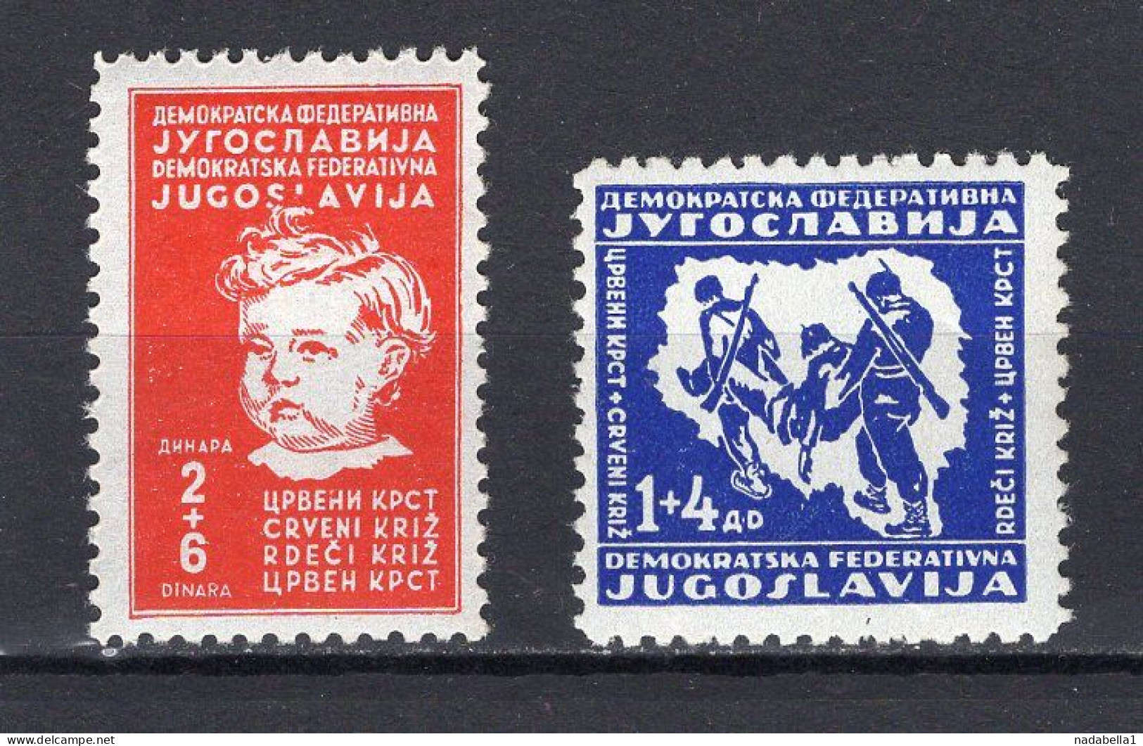 1945. YUGOSLAVIA,RED CROSS,PAIR OF STAMPS,MNH - Nuovi