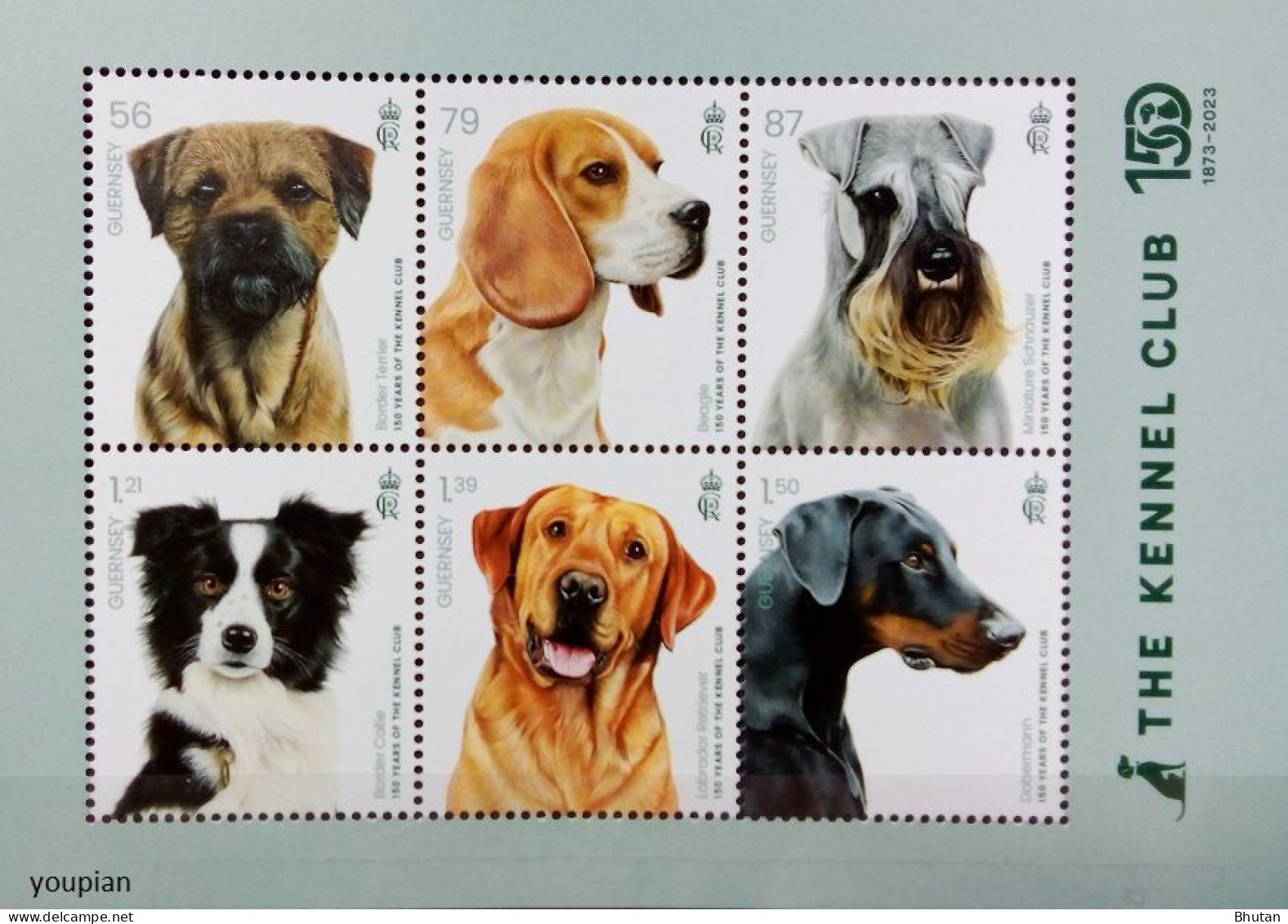 Guernsey 2023, 150 Years Of The Kennel Club - Dogs, MNH Stamps Set - Guernsey