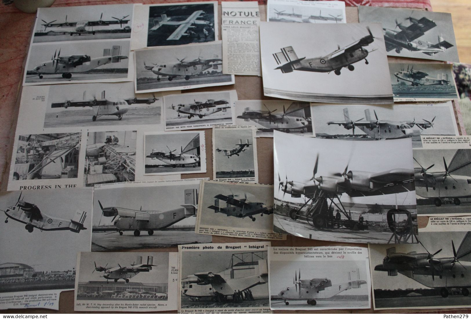 Lot De 63g D'anciennes Coupures De Presse Et Photos De L'aéronef Français Bréguet 940 Intégral - Luchtvaart