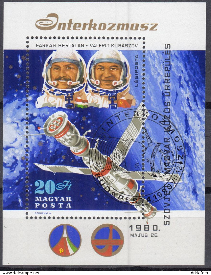 UNGARN   Block 143 A, Gestempelt, Interkosmosprogramm – Gemeinsamer Weltraumflug UdSSR Und Ungarn, 1980 - Blocks & Kleinbögen