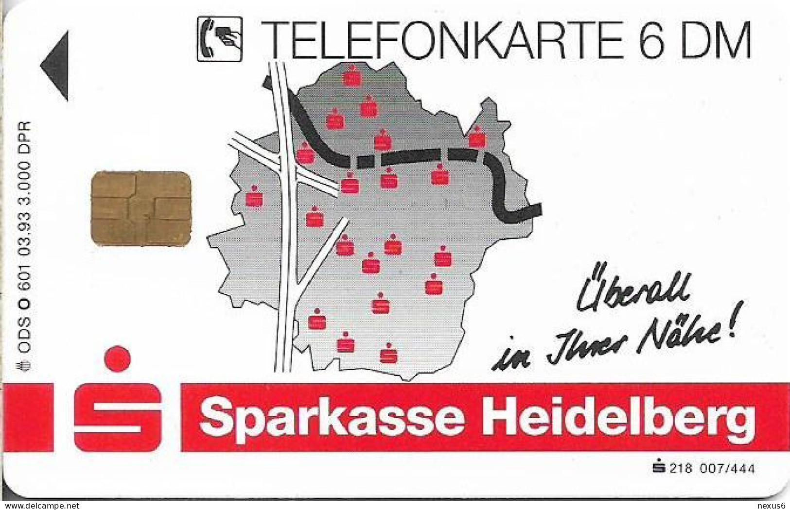 Germany - Sparkasse Heidelberg (Castle) - O 0601 - 03.1993, 6DM, 3.000ex, Mint - O-Reeksen : Klantenreeksen