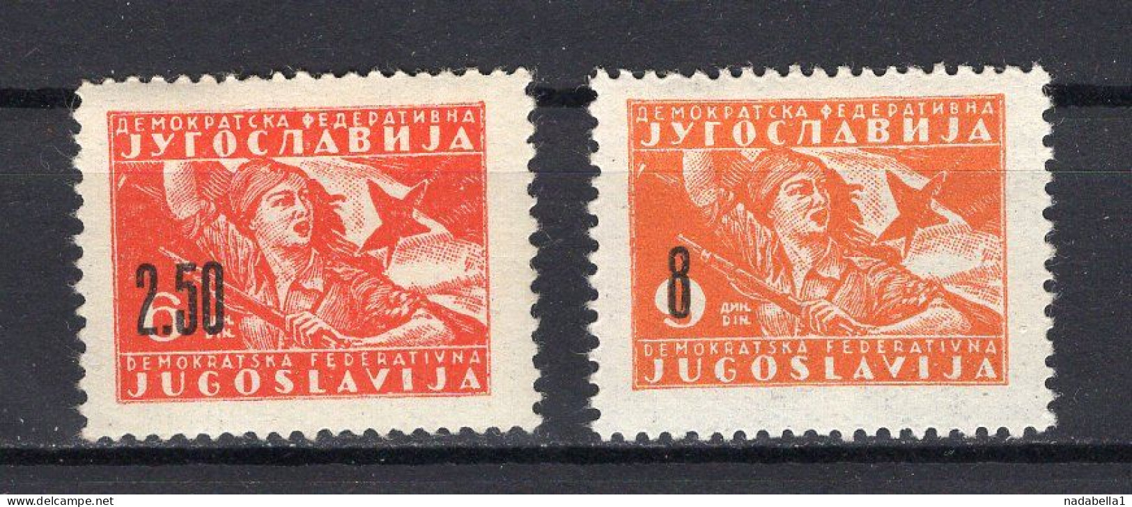 1946. YUGOSLAVIA,PAIR OF STAMPS,OVERPRINT,MNH - Ongebruikt