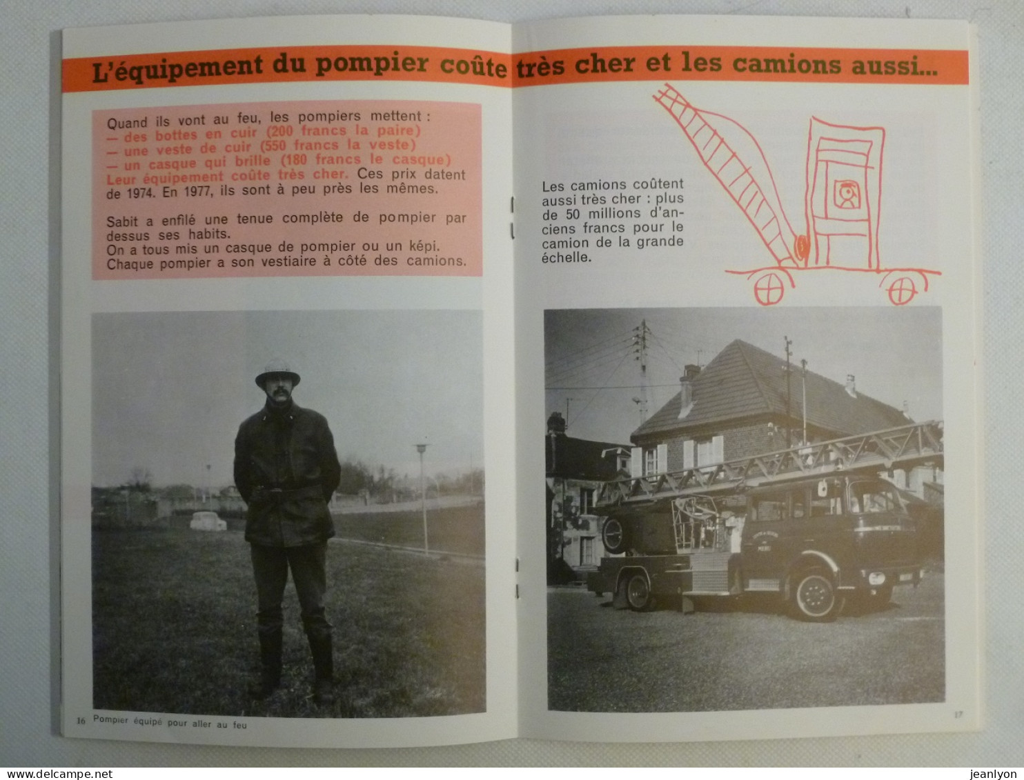 POMPIERS - Camion Berliet Avec Grande échelle - Livret Bibliothèque De Travail Junior BTJ - Juin 1977 - Andere & Zonder Classificatie