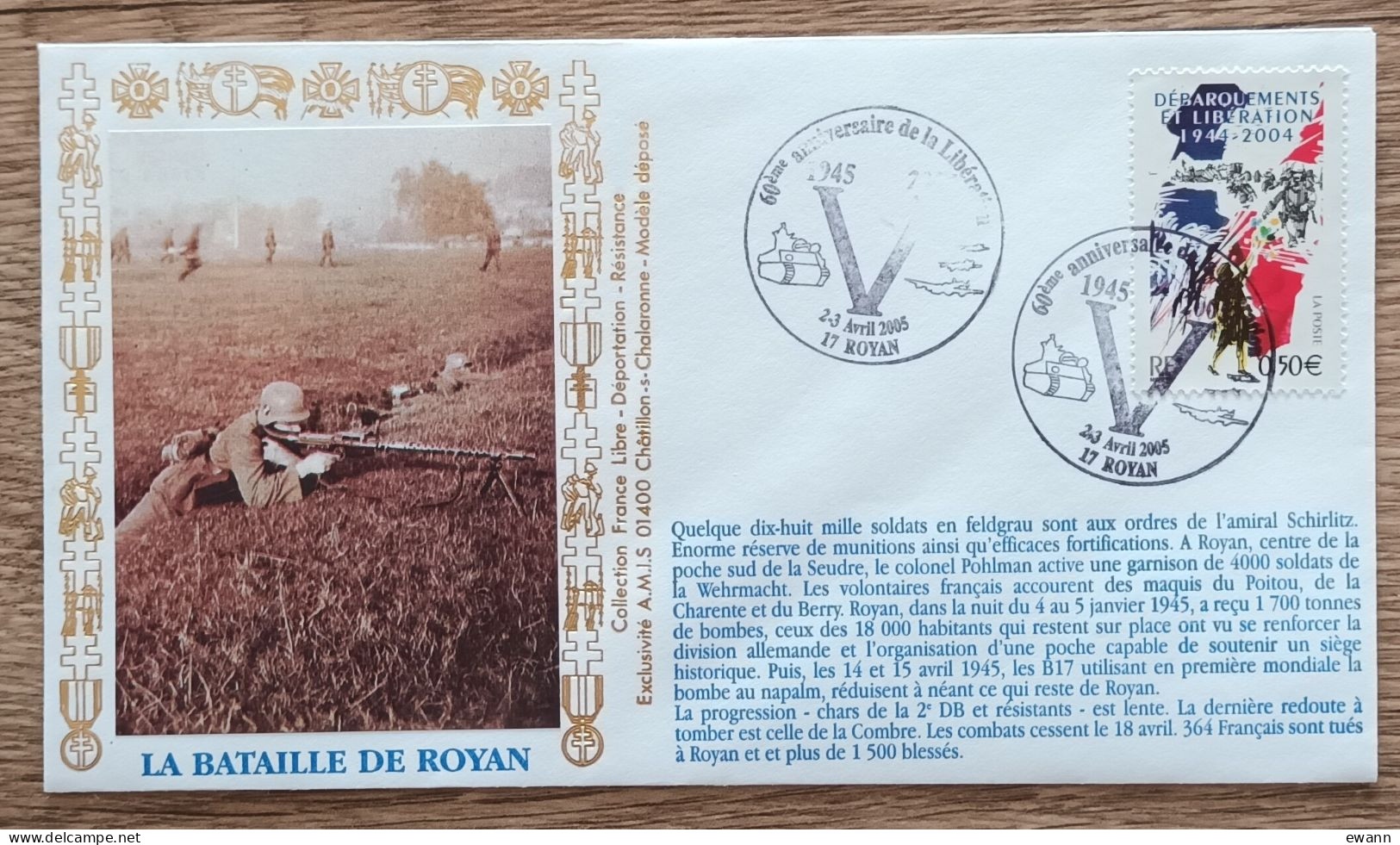 YT N°3675 - 60e ANNIVERSAIRE DE LA LIBERATION - ROYAN - 2005 - Lettres & Documents