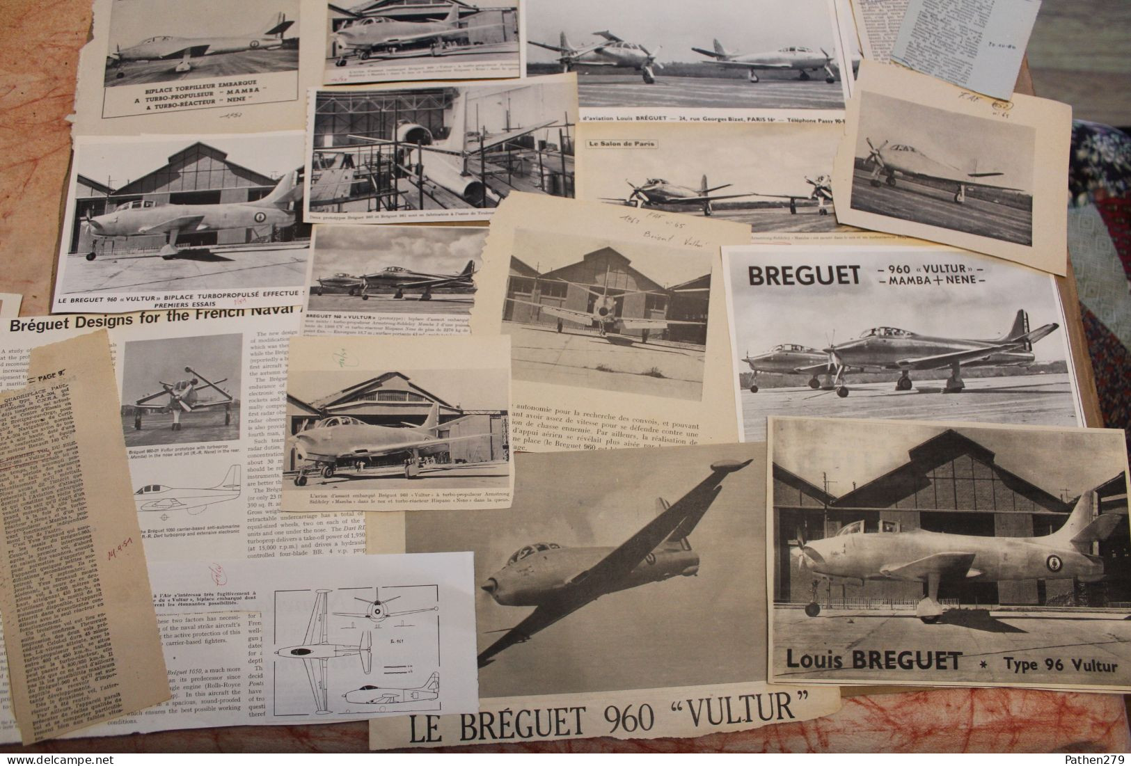 Lot De 86g D'anciennes Coupures De Presse De L'aéronef Français Bréguet 960 "Vultur" - Luchtvaart