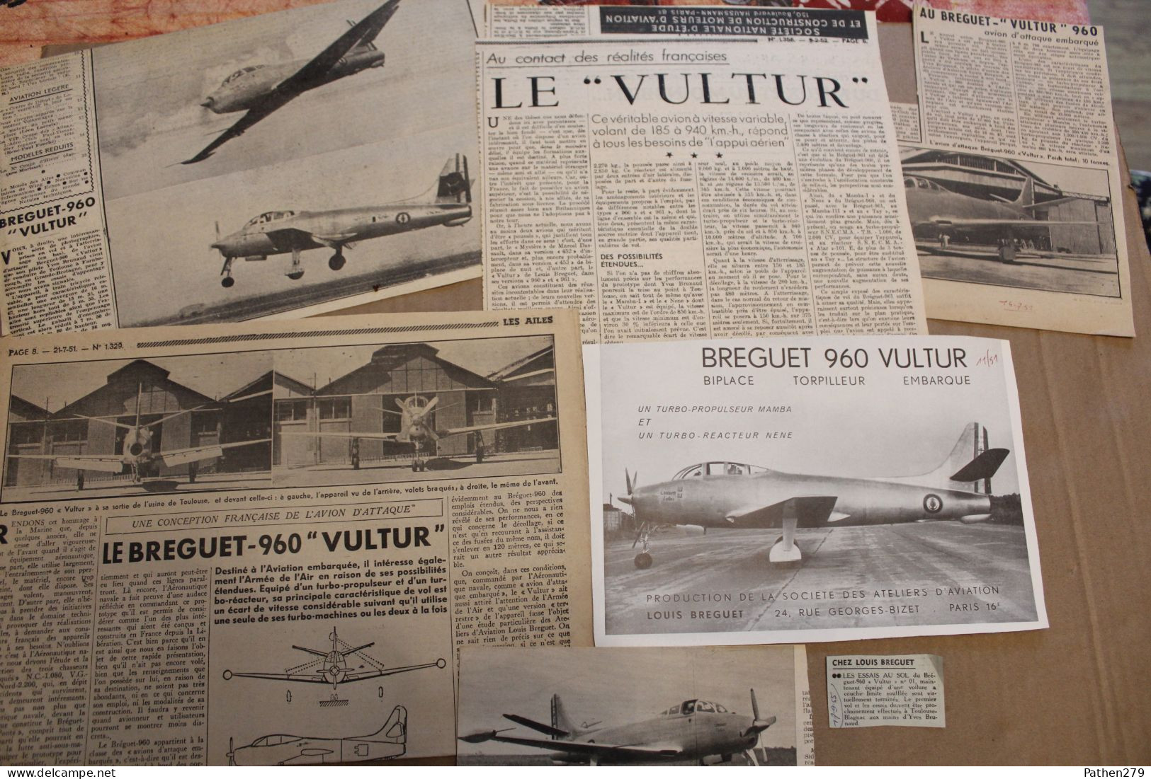 Lot De 86g D'anciennes Coupures De Presse De L'aéronef Français Bréguet 960 "Vultur" - Fliegerei