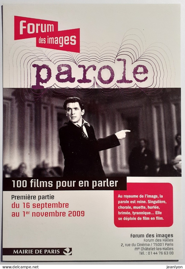 JAMES STEWART - MR SMITH AU SENAT / Cinéma Film De Frank Capra - Forum Des Images / Paroles - Carte Publicitaire - Actors