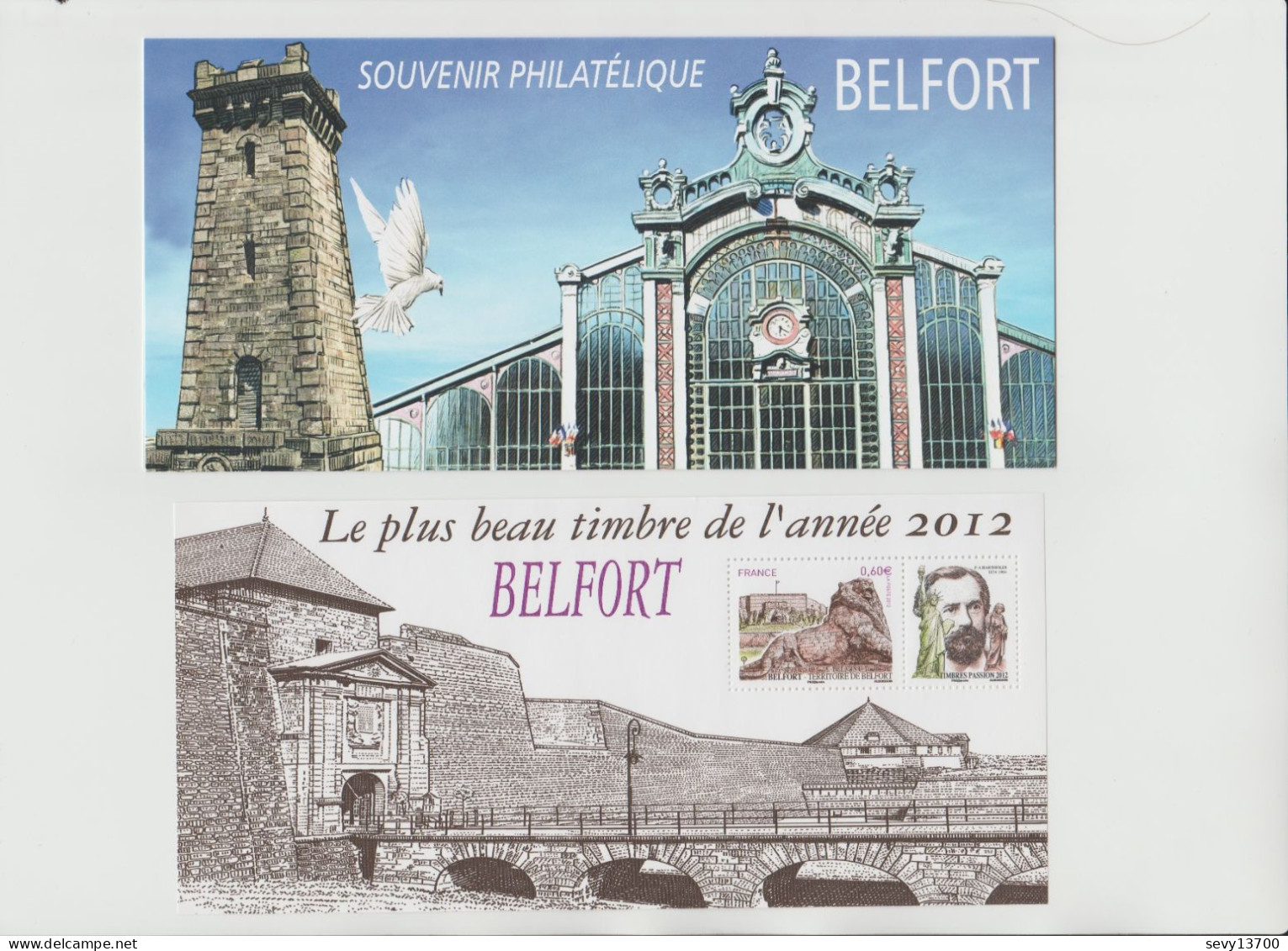 France 2013 Souvenir Philatélique Yvert Tellier N° 89 Belfort Le Plus Beau Timbre De L'année 2012 - Souvenir Blocks & Sheetlets