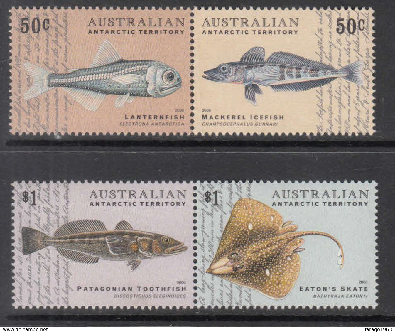 2006 Australian Antarctic Territory Fish Complete Set Of 2 Pairs MNH - Ungebraucht