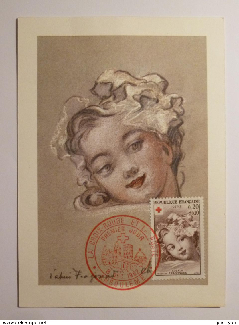 ROSALIE FRAGONARD - Peinture / Fille De L' Artiste Peintre - Carte Philatélique Timbre Croix Rouge Cachet Angouleme - Malerei & Gemälde