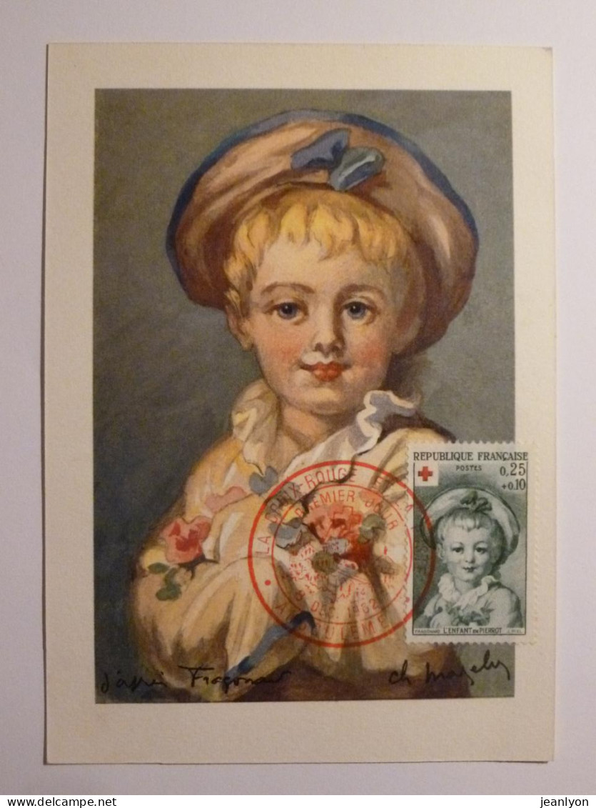 FRAGONARD - ENFANT EN PIERROT - Peinture / Peintre - Carte Philatélique Timbre Croix Rouge Cachet Angouleme - Pittura & Quadri