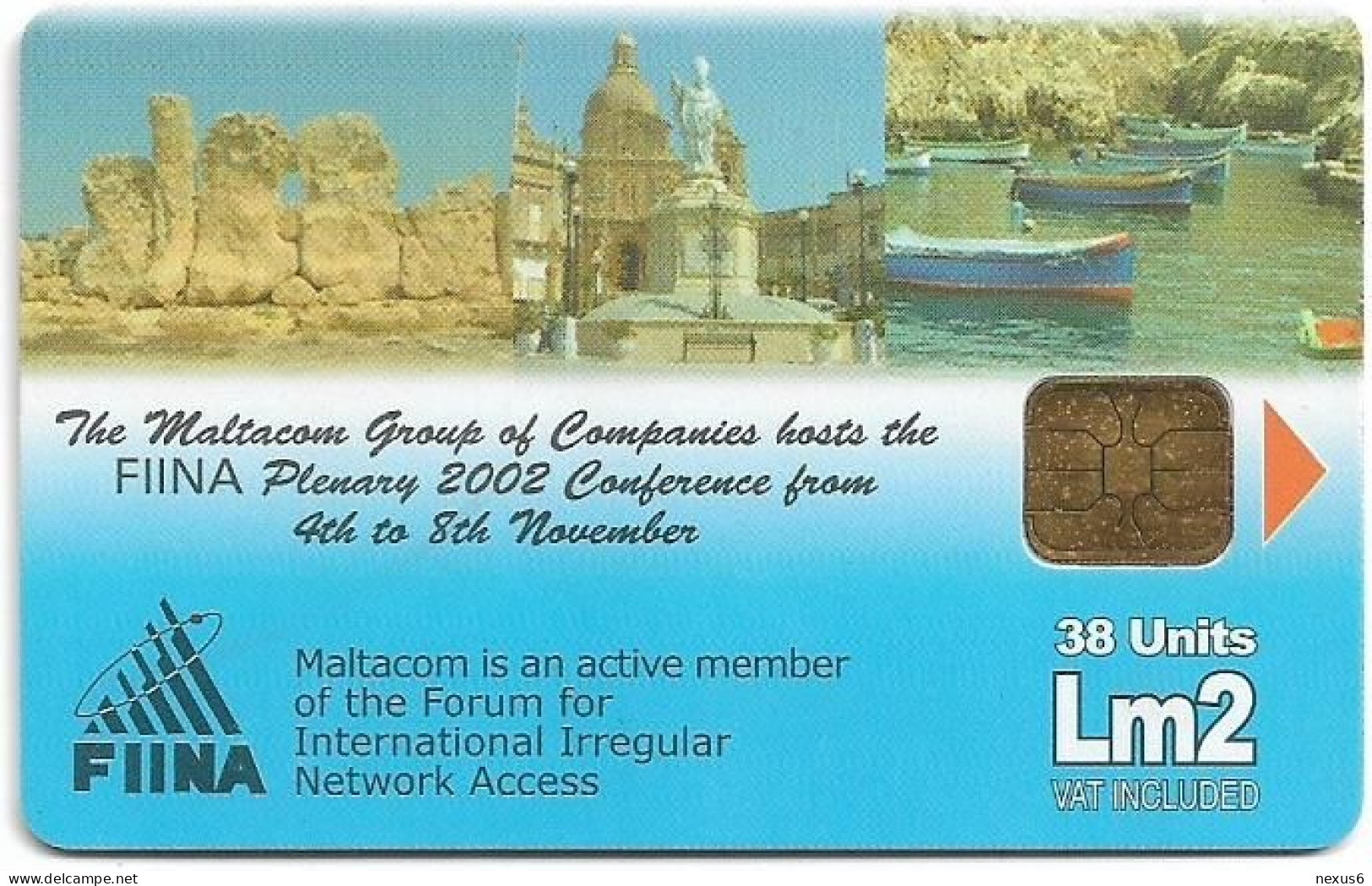 Malta - Maltacom - The Fina Conference, 10.2002, 38U, 15.000ex, Used - Malta