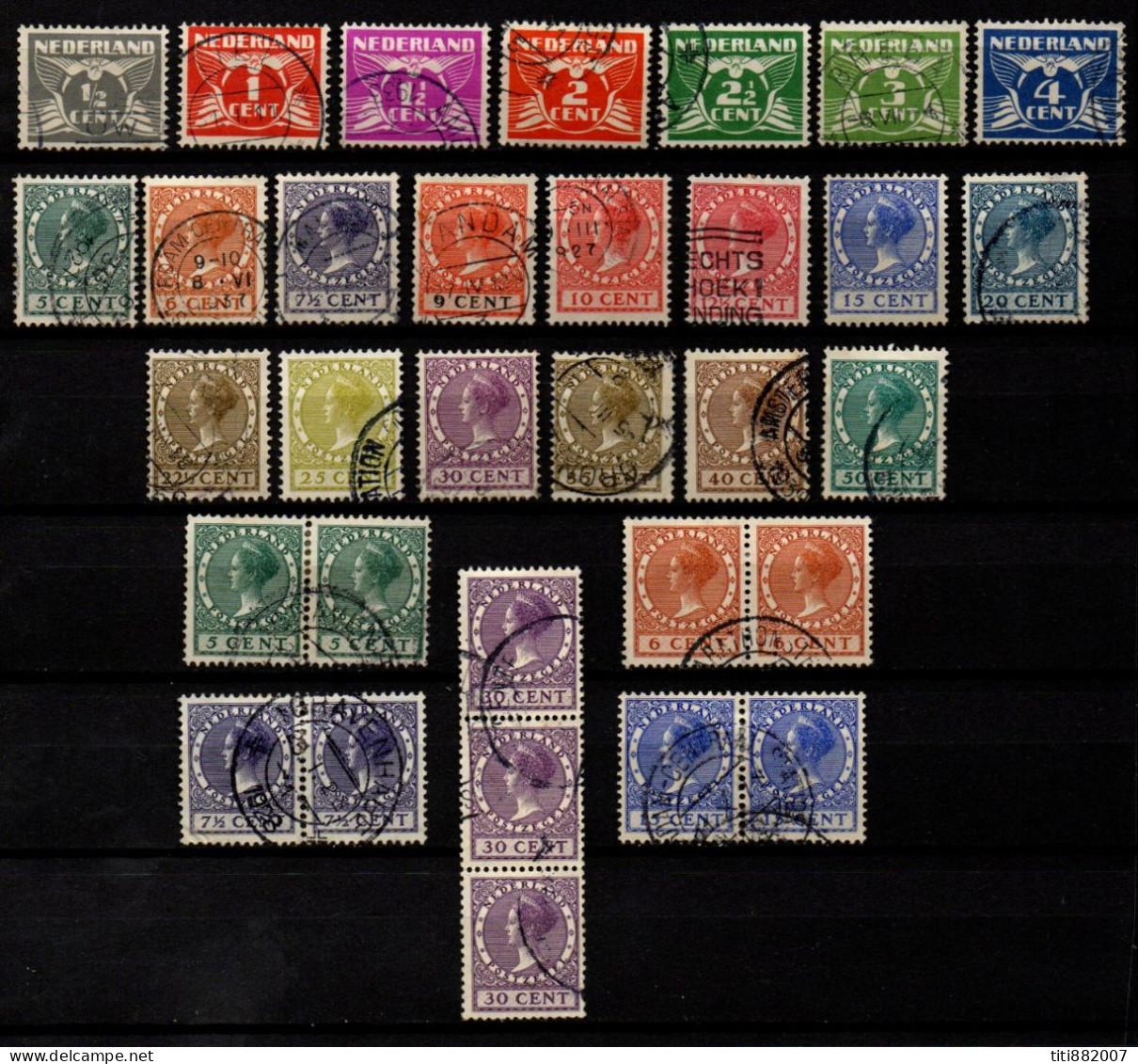 PAYS BAS     -    1926 / 28 .  Y&T N°165 à 185 . Série Complète. + Paires - Usati