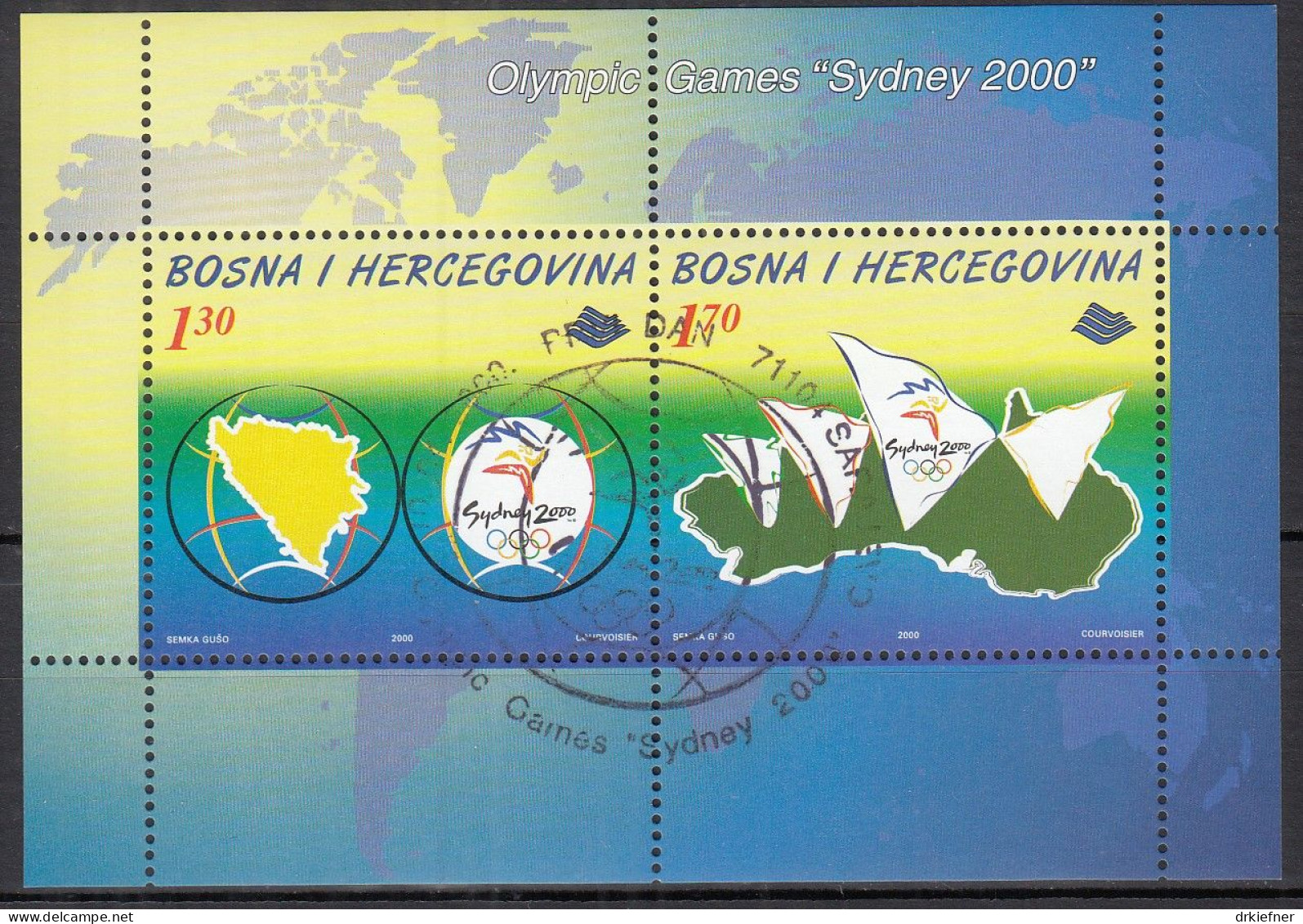 BOSNIEN Und HERZEGOWINA   Block 8, Gestempelt, Olympische Sommerspiele, Sydney, 2000 - Bosnia And Herzegovina