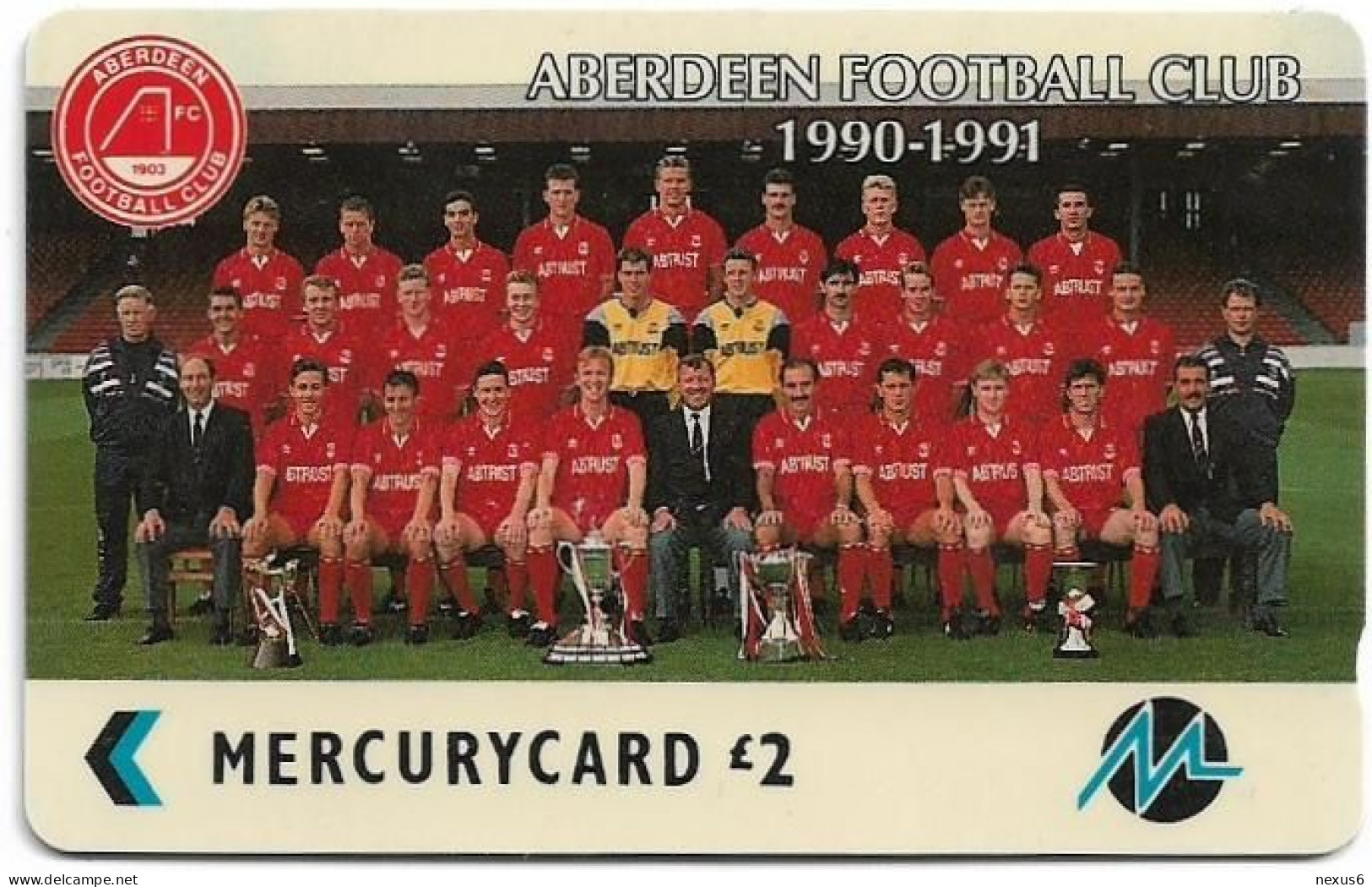 UK (Paytelco) - Football Clubs - Aberdeen Team Photo - 1PPLA - 1.556ex, Used - [ 4] Mercury Communications & Paytelco